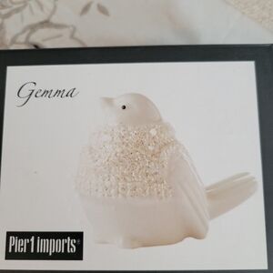 Vintage Pier 1 Cream Bird with Glitter Scarf